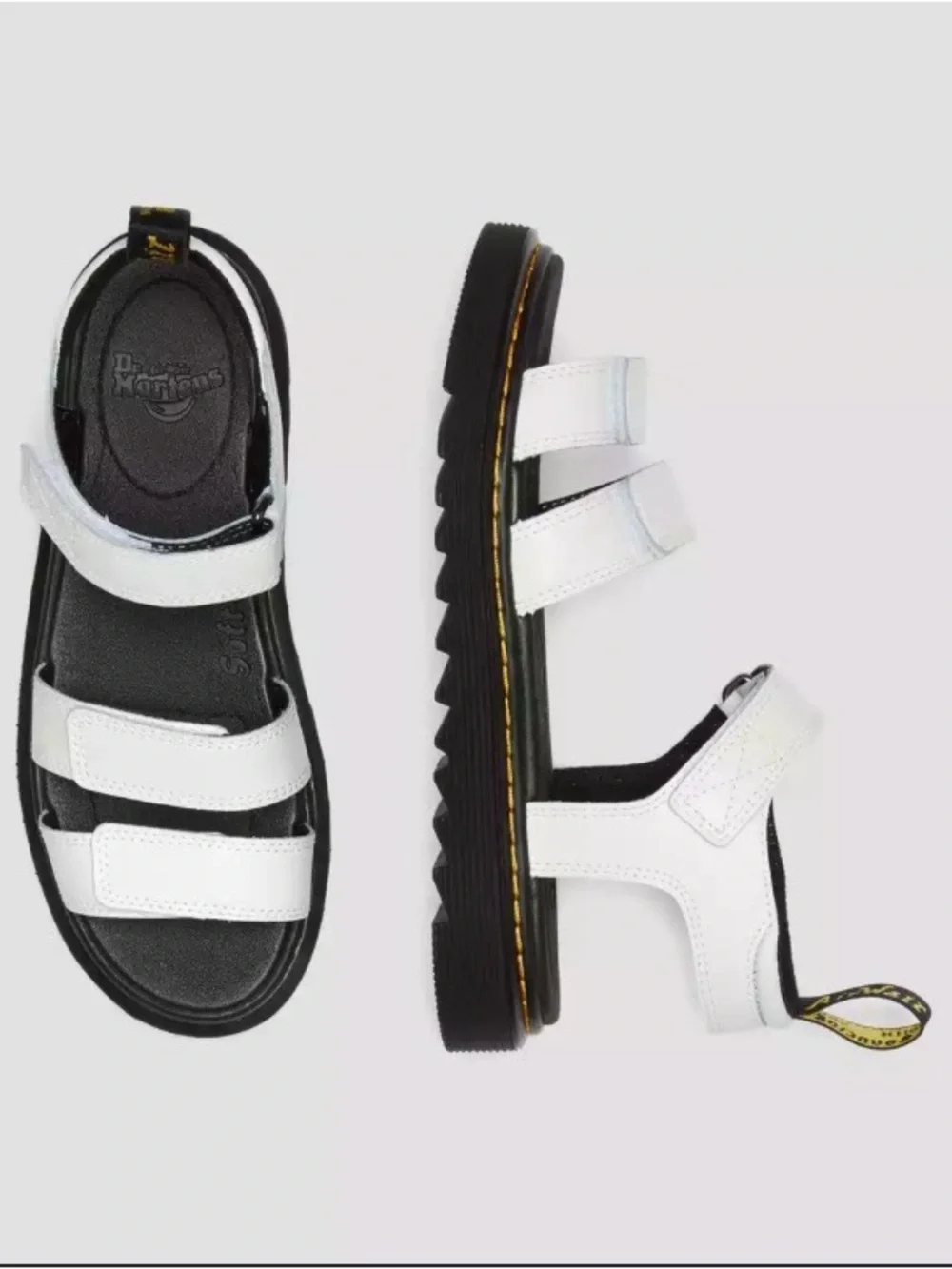 NWOB Dr. Martens YOUTH KLAIRE LEATHER STRAP SANDALS Kids' White Size 3